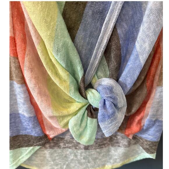 Rainbow Striped Tank Sleeveless Top Small Crossover Back Lightweight See-Through - Picture 4 of 7